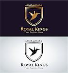 Royal Bird logo vector icon. Kings bird symbol. Royal crests bird monogram. Kings Bird logo. Shield logo. Hotel logo, Premium brand boutique, Fashion logo, Lawyer logo. Vintage logo, bird logo