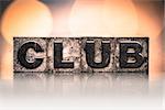 The word "CLUB" written in vintage ink stained letterpress type.