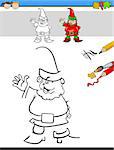 Cartoon Illustration of Drawing and Coloring Educational Task for Preschool Children with Dwarf Fantasy Character