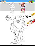 Cartoon Illustration of Drawing and Coloring Educational Task for Preschool Children with Pirate Fantasy Character