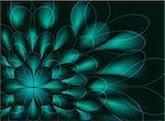 Abstract vector fractal resembling a green flower on black background. EPS10 vector illustration.