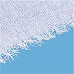 Canvas texture with fringe. White blue color.