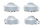 Metallic cloud set: glossy icons isolated on white background. Vector illustration