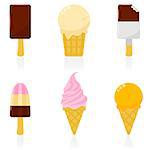 Vector illustration of isolated colorful ice cream cones
