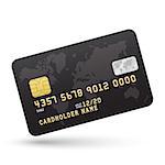 Realistic Black Credit card isolated on white background. Vector illustration.