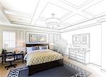 Beautiful Custom Bedroom Drawing Gradation Into Photograph.