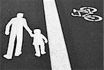 Bike lane. Sign for bicycle painted on the asphalt.