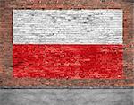 Flag of Poland painted on aged brick wall