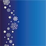 Winter background with snowflakes on a blue background. Vector, seamless pattern