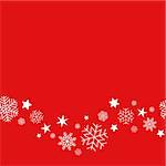 Winter background with snowflakes on a red background. Vector, seamless pattern