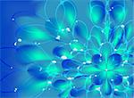 Abstract vector fractal resembling a flower  with drops of dew on a web. EPS10 vector illustration.
