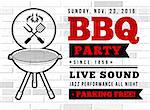 Barbecue grill party. Vector illustration on on a brick background