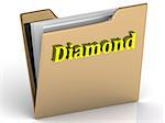 Diamond- bright color letters on a gold folder on a white background