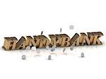 HANDYBANK - inscription of gold letters on white background