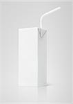 200 ml milk or juice white carton package with straw on gray background