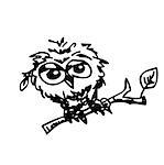 cute angry little owl cartoon, line art