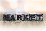 The word "MARKET" written in vintage ink stained letterpress type.