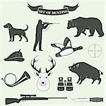 Set of vintage labels on hunting. Vector illustration