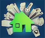 3d render illustration of icons symbolizing the smart home