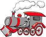 Cartoon Illustration of Steam Engine Locomotive Transport Character