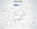 Big Idea concept with Doodle design style :Finding Solutions, UI design,creative thinking. Modern style illustration for web banners, brochure and flyers.