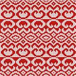 Abstract Ornamental Seamless Vector Pattern as a stylish Fabric Knitted ethnic texture in red and light grey colors
