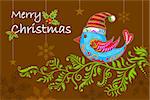 illustration of bird in floral Christmas holiday background