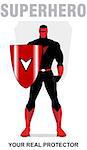 superhero. superhero holding a shield, standing superhero with the shield. masked superhero, the real protector. man with the mask. full body of superhero combine with shield and text