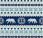 Seamless  blue knitted pattern with bears