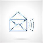 Black envelope. Business correspondence. E-mail contacts symbol. Blue flat line style vector icon. Single web design element for mobile app or website.