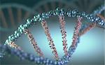 DNA helix in a futuristic concept of the evolution of science and medicine.