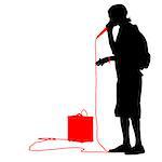 Silhouette of the guy  beatbox with a microphone. Vector illustration.