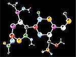 Abstract molecular structure. Isolated on black background