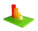 Growth chart from 3d plastic toy blocks. Isolated on white background