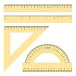 Vector illustration of various rulers and protractor