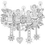 Christmas decorative items, Black and white . Zentangle patters.  The best for your design, textiles, posters, coloring book