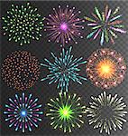 Festive Colorful Bright Firework Salute Burst on Transparent Background