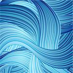 Blue striped waves abstract pattern design. Vector background