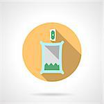 Transparent container with coins for donations. Charity and fundraiser. Round flat color vector icon with long shadows. Single web design element for mobile app or website.