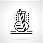 Laboratory glassware. Flask with mixing stick. Chemical and biology science. Black simple line style vector icon. Single web design element for mobile app or website.