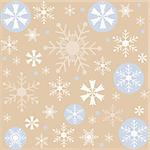 Winter snowflakes brown background