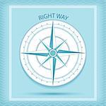 Wind rose symbol. Compass - Right way concept. Vector illustration. Nautical background