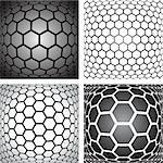 Hexagons patterns. Design elements set. Vector art.