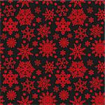 Winter pattern with snowflakes on a black and red background. Vector, seamless texture