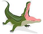 Vector illustration of a green crocodile attacks