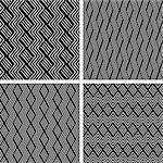 Seamless zigzag patterns. Geometric textures set. Vector art.