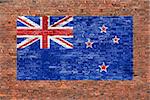 Flag of New Zeland painted on old brick wall