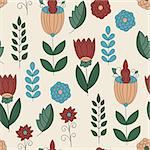 Vector Childish Seamless Floral Pattern