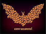Happy Halloween Holiday vector background bat out evil pumpkins