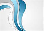 Blue and grey abstract wavy background. Vector design